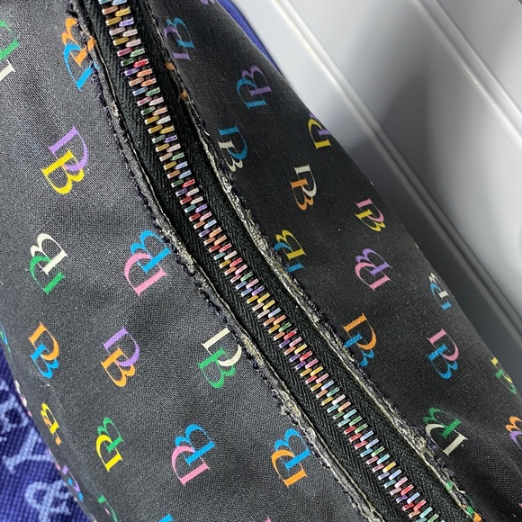 Dooney & Bourke Y2K small vintage Black Hobo Bag with Multicolor Logo - Picture 5 of 12